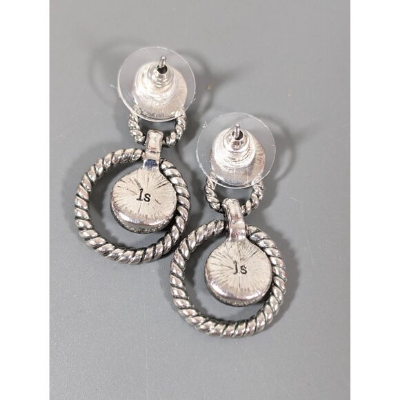 Lia Sophia Spumoni Earrings Silver Tone Green AB Crystal Dangle Drop - Picture 6 of 7